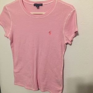 Ralph Lauren Lg 100% Cotton pin striped pink symbol